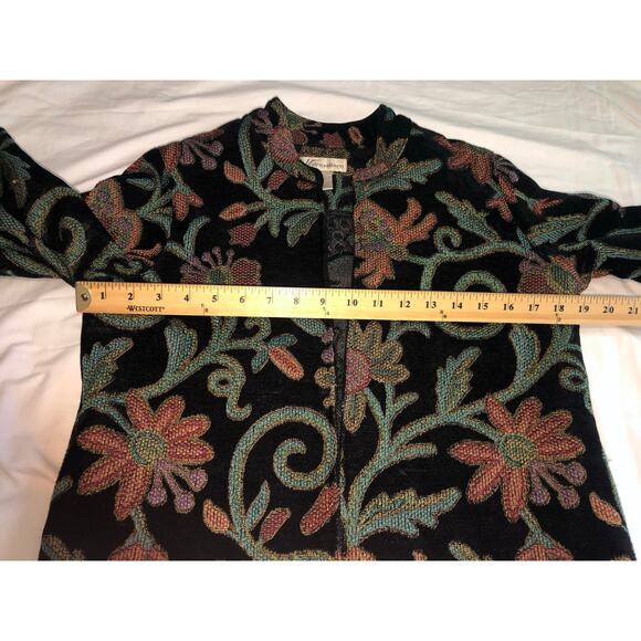 Vintage Jacket Brocade Textured Floral Black Woven Size M Multi Color Hong Kong - Picture 4 of 11